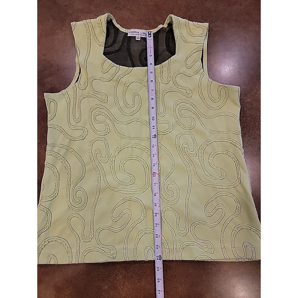 Andria Lieu Collection Blouse Womens XXL Green Embroidered Sleeveless Tank - Picture 5 of 9